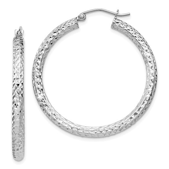 Sterling Silver Textured Hoop Earrings